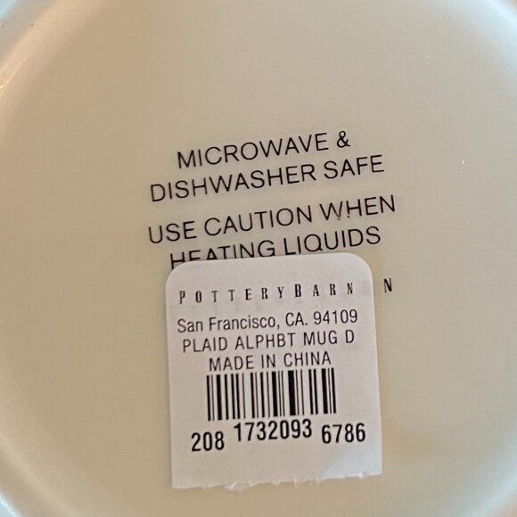 NWT POTTERY BARN Scottish Tartan Plaid Letter “D” Monogram Initial Ceramic Mug - Picture 11 of 11